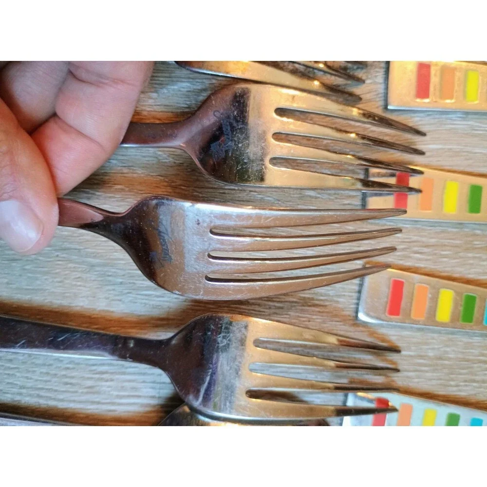 19 Piece Fiesta Celebration Rainbow Stainless Flatware Silverware Set